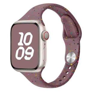 For Apple Watch SE 2022 44mm Slim Style Colorful Dots Silicone Watch Band(Smoke Purple)