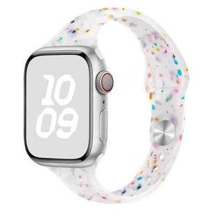 For Apple Watch Series 7 41mm Slim Style Colorful Dots Silicone Watch Band(Jelly White)