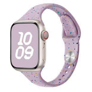 For Apple Watch SE 40mm Slim Style Colorful Dots Silicone Watch Band(Light Purple)