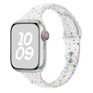 For Apple Watch Series 6 40mm Slim Style Colorful Dots Silicone Watch Band(White)