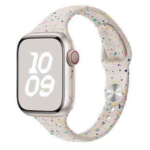 For Apple Watch Series 6 40mm Slim Style Colorful Dots Silicone Watch Band(Starlight)