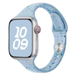 For Apple Watch Series 4 44mm Slim Style Colorful Dots Silicone Watch Band(Light Blue)