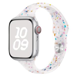 For Apple Watch Series 3 42mm Slim Style Colorful Dots Silicone Watch Band(Jelly White)