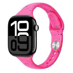 For Apple Watch Series 10 42mm Slim Style Colorful Dots Silicone Watch Band(Pink)