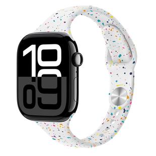 For Apple Watch Series 10 42mm Slim Style Colorful Dots Silicone Watch Band(White)