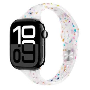 For Apple Watch Series 10 42mm Slim Style Colorful Dots Silicone Watch Band(Jelly White)