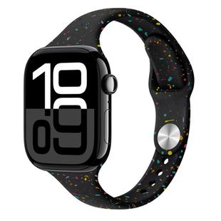 For Apple Watch Series 10 42mm Slim Style Colorful Dots Silicone Watch Band(Black)