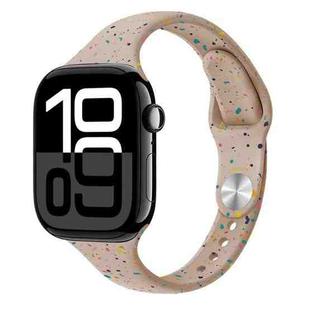 For Apple Watch Series 10 42mm Slim Style Colorful Dots Silicone Watch Band(Milk Tea)