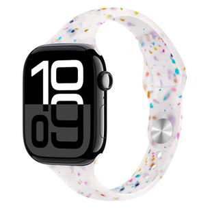 For Apple Watch Series 10 46mm Slim Style Colorful Dots Silicone Watch Band(Jelly White)