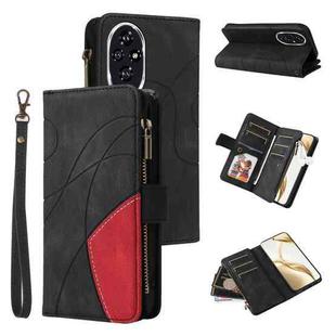 For Honor 200 Dual-color 9 Card Slots Zipper Wallet Leather Phone Case(Black)