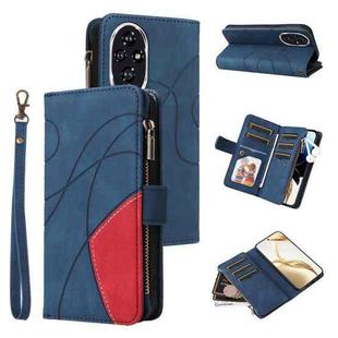 For Honor 200 Dual-color 9 Card Slots Zipper Wallet Leather Phone Case(Blue)