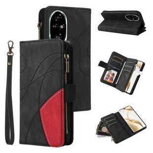 For Honor 200 Pro Dual-color 9 Card Slots Zipper Wallet Leather Phone Case(Black)