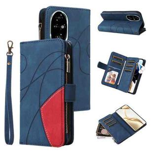 For Honor 200 Pro Dual-color 9 Card Slots Zipper Wallet Leather Phone Case(Blue)