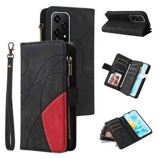 For Honor 200 Lite Global Dual-color 9 Card Slots Zipper Wallet Leather Phone Case(Black)