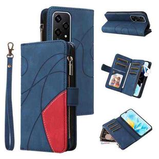 For Honor 200 Lite Global Dual-color 9 Card Slots Zipper Wallet Leather Phone Case(Blue)