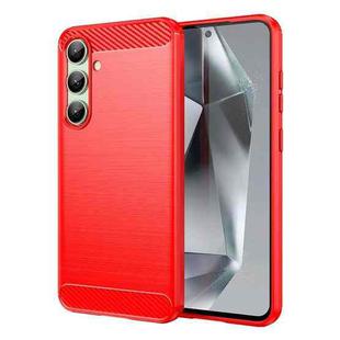 For Samsung Galaxy S24 FE 5G Carbon Fiber Brushed Texture TPU Phone Case(Red)