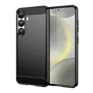 For Samsung Galaxy S25 5G Carbon Fiber Brushed Texture TPU Phone Case(Black)