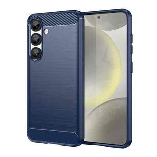 For Samsung Galaxy S25 5G Carbon Fiber Brushed Texture TPU Phone Case(Blue)