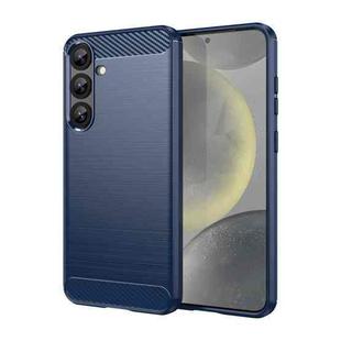 For Samsung Galaxy S25+ 5G Carbon Fiber Brushed Texture TPU Phone Case(Blue)