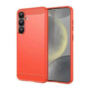 For Samsung Galaxy S25+ 5G Carbon Fiber Brushed Texture TPU Phone Case(Red)