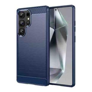 For Samsung Galaxy S25 Ultra 5G Carbon Fiber Brushed Texture TPU Phone Case(Blue)
