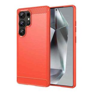 For Samsung Galaxy S25 Ultra 5G Carbon Fiber Brushed Texture TPU Phone Case(Red)