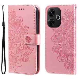 For Redmi 13 4G / Redmi Note 13R Seven-petal Flowers Embossing Leather Phone Case(Rose Gold)