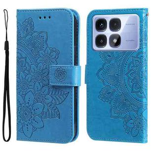 For Redmi K70 Ultra Seven-petal Flowers Embossing Leather Phone Case(Blue)