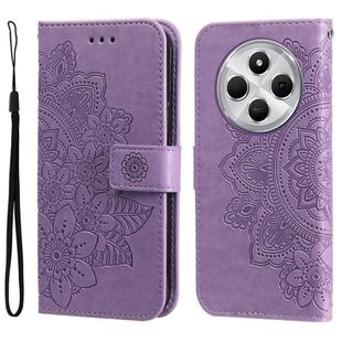 For Redmi 14C 4G Seven-petal Flowers Embossing Leather Phone Case(Light Purple)