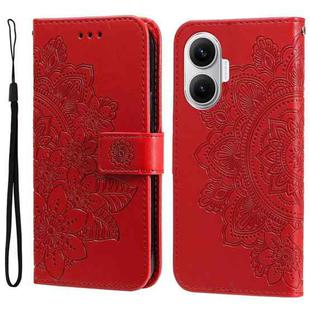 For Redmi Turbo 4 Pro / Xiaomi Poco F7 Seven-petal Flowers Embossing Leather Phone Case(Red)