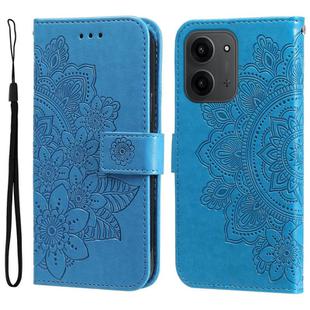 For Redmi 15C 4G 173.1mm / 15C 5G 173.1mm Seven-petal Flowers Embossing Leather Phone Case(Blue)