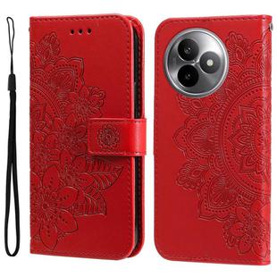 For Redmi K80 Ultra Seven-petal Flowers Embossing Leather Phone Case(Red)