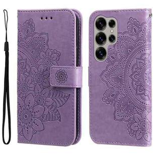 For Samsung Galaxy S25 Ultra 5G Seven-petal Flowers Embossing Leather Phone Case(Light Purple)