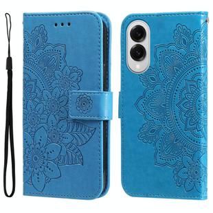 For Samsung Galaxy S25 Edge 5G Seven-petal Flowers Embossing Leather Phone Case(Blue)