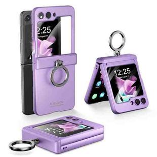 For Samsung Galaxy Z Flip5 5G Integrated Folding Ring Phone Case with Hinge(Purple)