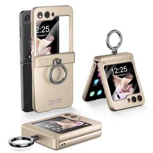 For Samsung Galaxy Z Flip5 5G Integrated Folding Ring Phone Case with Hinge(Gold)