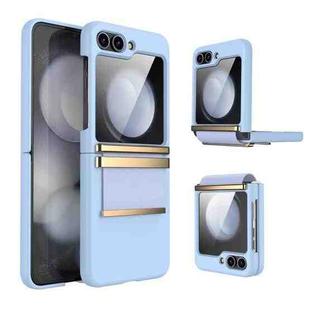 For Samsung Galaxy Z Flip3 5G Hardware Foldable Leather Shockproof Phone Case(Lavender Blue Gold)