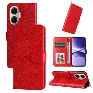 For Redmi Turbo 4 Pro / Xiaomi Poco F7 Embossed Sunflower Leather Phone Case(Red)