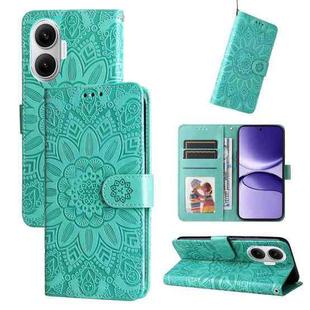 For Redmi Turbo 4 Pro / Xiaomi Poco F7 Embossed Sunflower Leather Phone Case(Green)