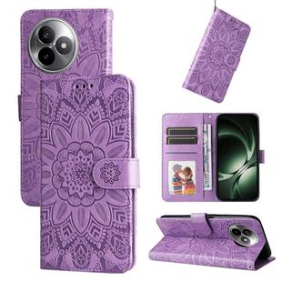 For Redmi K80 Ultra Embossed Sunflower Leather Phone Case(Purple)