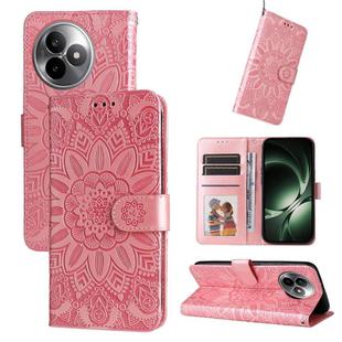 For Redmi K80 Ultra Embossed Sunflower Leather Phone Case(Rose Gold)