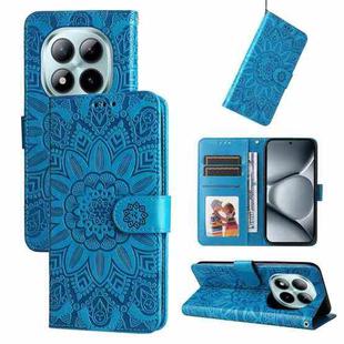 For Redmi Note 15 Pro+ 5G Global 163.3mm Embossed Sunflower Leather Phone Case(Blue)