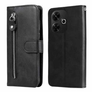 For Redmi 13 4G / Redmi Note 13R Fashion Calf Texture Zipper Leather Phone Case(Black)