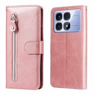 For Redmi K70 Ultra Fashion Calf Texture Zipper Leather Phone Case(Rose Gold)