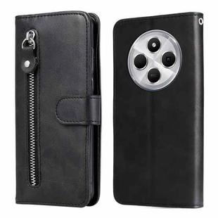 For Redmi 14C 4G Fashion Calf Texture Zipper Leather Phone Case(Black)