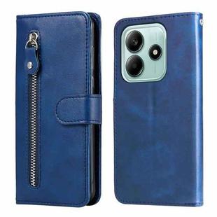 For Redmi Note 14 5G Fashion Calf Texture Zipper Leather Phone Case(Blue)