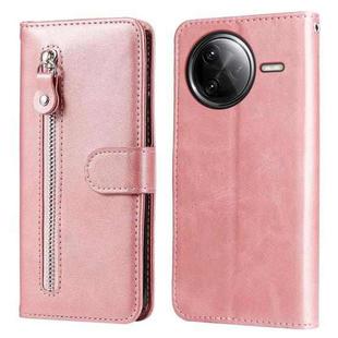 For Redmi K80 Pro Fashion Calf Texture Zipper Leather Phone Case(Rose Gold)
