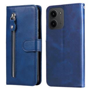 For Redmi 15C 4G 171.5mm / Xiaomi Poco C85 4G Fashion Calf Texture Zipper Leather Phone Case(Blue)