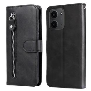 For Redmi 15C 4G 171.5mm / Xiaomi Poco C85 4G Fashion Calf Texture Zipper Leather Phone Case(Black)