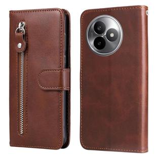 For Redmi K80 Ultra Fashion Calf Texture Zipper Leather Phone Case(Brown)